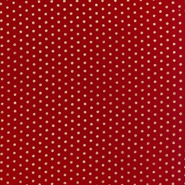 REMNANT PIECE - Robert Kaufman Spot On Scarlet Red Gold Pindot Quilting Apparel Fabric