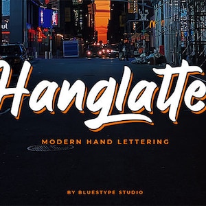 Carattere Hanglatter, carattere script, carattere scritto a mano, carattere moderno personale, carattere calligrafico serif, carattere pennello, carattere Procreate, carattere logo