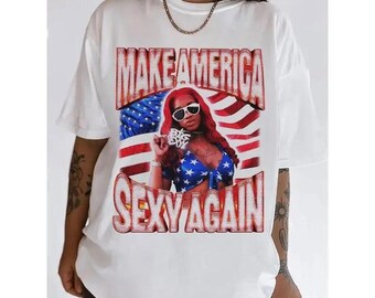 Sexy Red Hoodie, Make America Sexxy Again Sweatshirt, Vintage T-shirt, Vintage Bootleg, Funny USA Shirt, Y2K Tee, Gifts For His Her