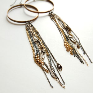 hoop and chain dangle earrings image 2