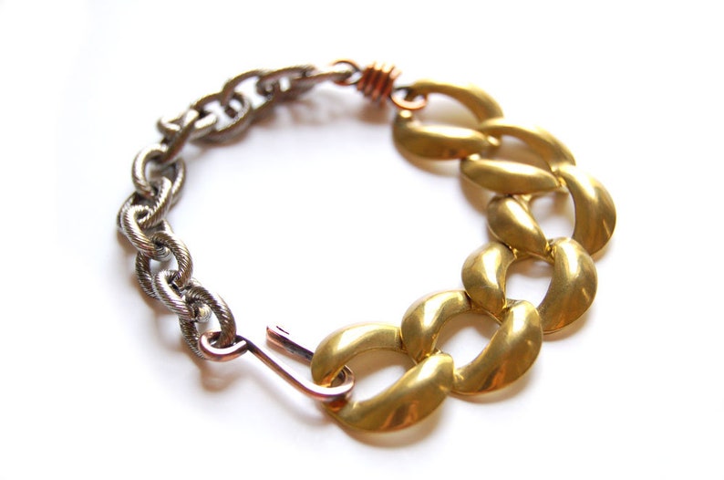 brass two-tone bracelet image 2