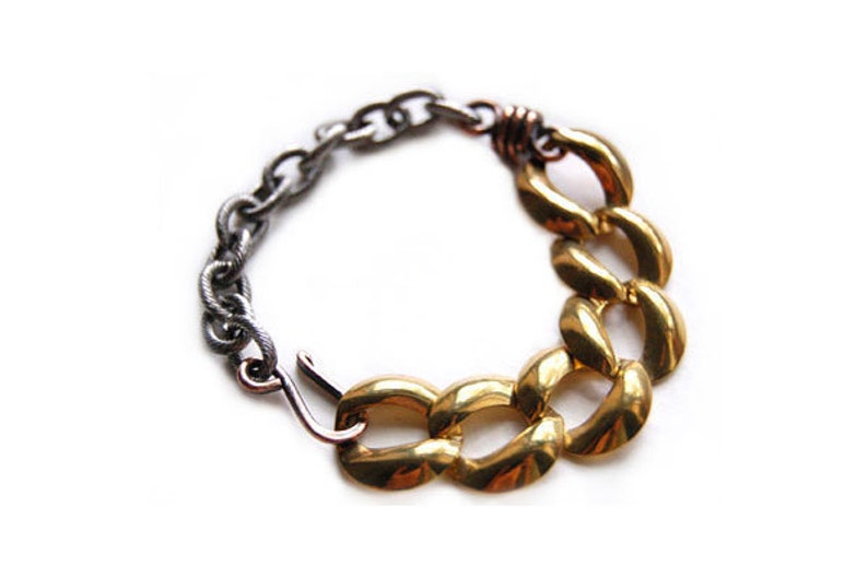 brass two-tone bracelet image 1