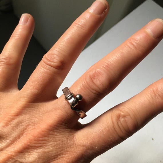 silver ball and loop ring - image 1