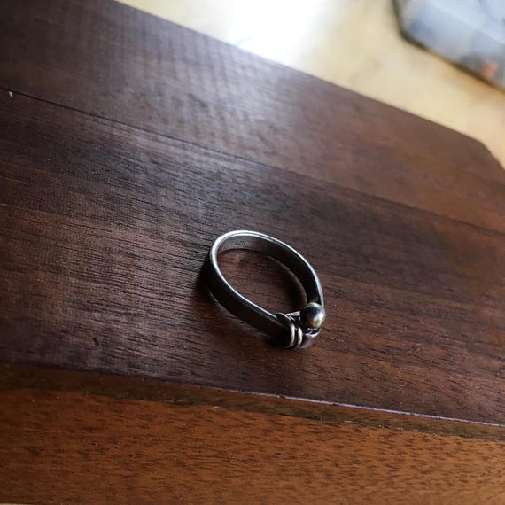 silver ball and loop ring - image 2