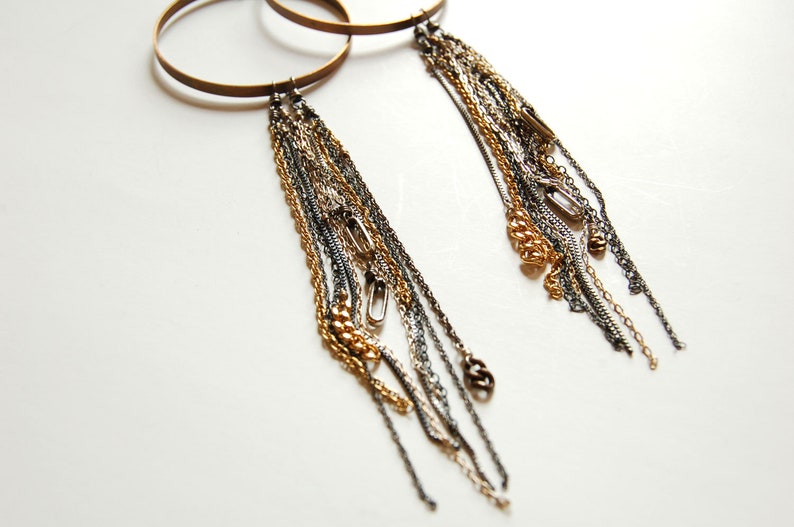 hoop and chain dangle earrings image 1