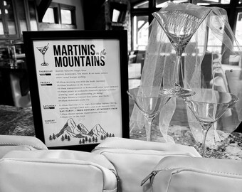 Martini's in the Mountains Bundel vrijgezellenfeest/meisjesreis/verjaardag: uitnodiging, reisplan, outfitinspiratie en PowerPoint-game