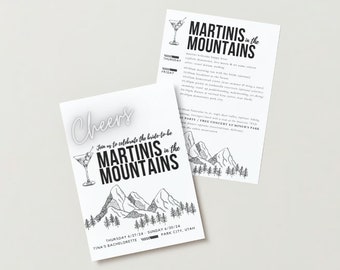 Martini in the Mountain-uitnodiging - thema vrijgezellenfeest/verjaardag/meisjesweekend