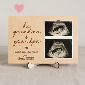 Custom Pregnancy Announcement, Hi Grandma Grandpa Photo Ultrasound Frame,Baby Sonogram Photo, Reveal Ideas For Pregnancy, New Grandma Gift