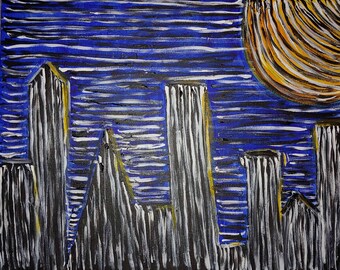 Cityscape -  acrylic abstract painting