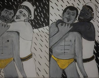 Querelle inspired  acrylic abstract painting set of 2