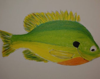 Bluegill acrylic painting, 20in x 16in