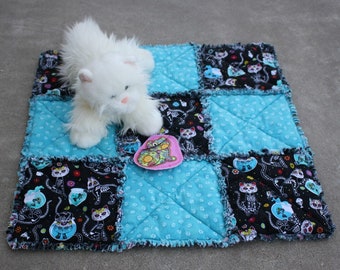 Cat Blanket, Bedding for Pets, Kitten Patchwork Quilt, Crate Mat, Stroller Liner, Black Cat Bed, Lap Quilt, Cat Napping Pad, Catnip Cat Toy