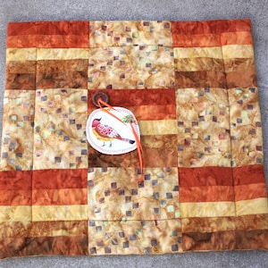Handmade Quilted Pet Bed: Gold Patchwork Mat with Catnip Toy