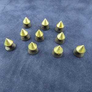 GOLD SPIKES Shoe Charms Set of 10 Compatible with Crocs & Wristbands Shiny Metallic Goth Punk Golden Spike Novelty Croc Shoe Accessories