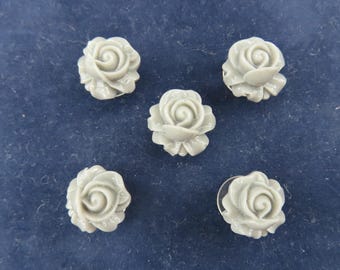 GRAY CABBAGE ROSE Shoe Charms for Crocs Wristbands Set of 5 3D Flowers Flower Spring Summer Luxury Punk Goth Floral Shoe Accessories Unique