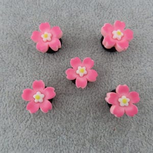 CHERRY BLOSSOMS Shoe Charms for Crocs Wristbands Set of 5 Pink 3D Flowers Pretty Spring Sakura Luxury Unique Shoe Accessories Handmade