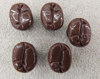 Roasted Coffee Bean Shoe Charms (Set of 5)- Compatible with Crocs & Wristbands- Espresso Barista Caffeine Lover Foodie Gift Accessories