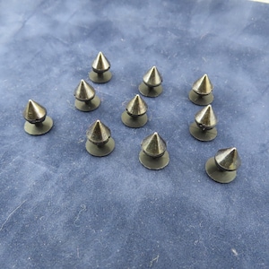 GUNMETAL SILVER SPIKES Shoe Charms Set of 10 Compatible with Crocs & Wristbands Shiny Metallic Goth Punk Spike Novelty Croc Shoe Accessories