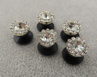 CLEAR Rhinestone Shoe Charms for Crocs Wristbands Set Lot of 5 Bling Luxury Sparkle Sparkly Shiny Rhinestones Round Shoe Accessories Party