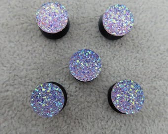 Lavender Faux Druzy Shoe Charms: Sparkly Croc Charms, Set of 5