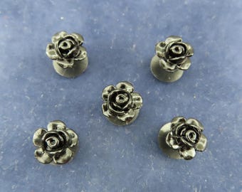 BLACK ROSE FLOWER Shoe Charms for Clogs Crocs Wristbands Set of 5 3D Flowers Spring Summer Luxury Punk Goth Emo Floral Shoe Accessories