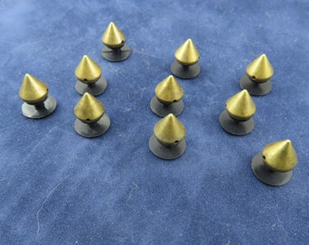 ANTIQUE BRONZE SPIKES Shoe Charms Set of 10 Compatible with Crocs & Wristbands Shiny Metallic Goth Punk Spike Novelty Croc Shoe Accessories