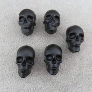 MATTE BLACK SKULL Shoe Charms Set of 5 Compatible with Crocs & Wristbands Dark Goth Occult Pagan Punk Halloween Novelty