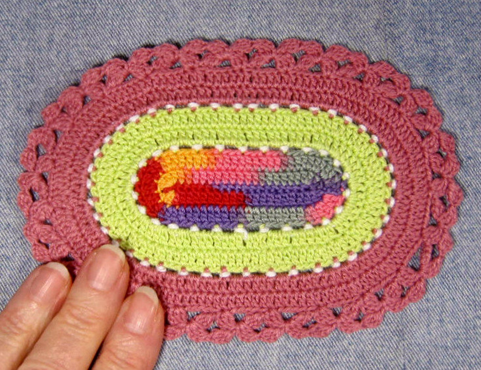Colorful dollhouse rug miniature crochet oval rug farmhouse Etsy
