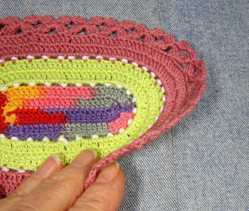 Colorful dollhouse rug miniature crochet oval rug farmhouse Etsy