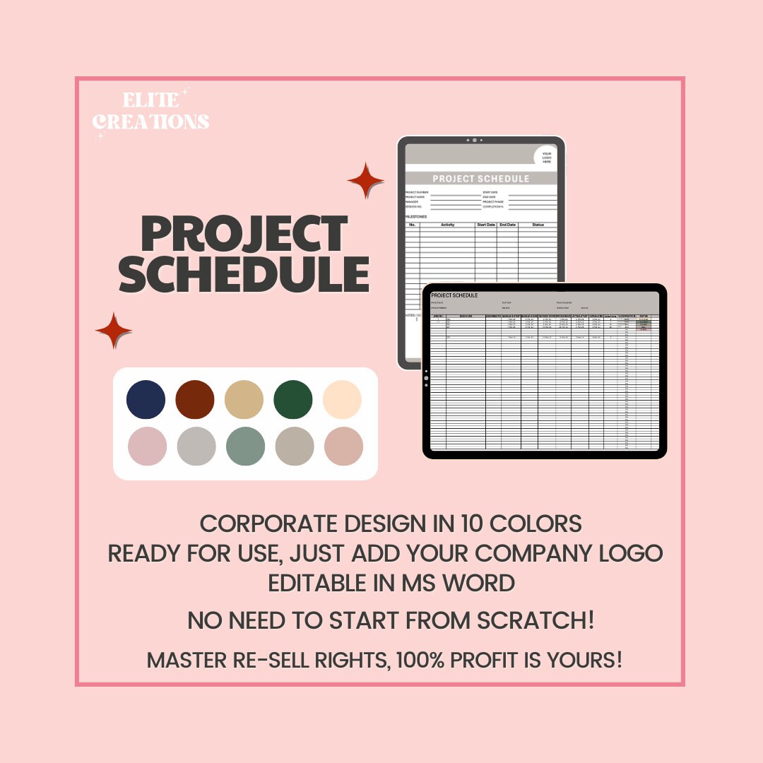 Project Schedule Templates Freebie Action Tracker - Etsy