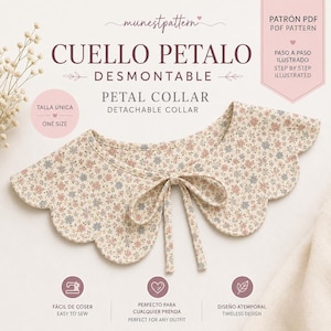 Detachable Petal flower Collar Sewing Pattern PDF | Flower Collar with Bow | Women's Detachable Collar | A4 PDF Pattern