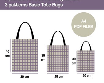 TOTE BAG pattern pdf, toiletry bag patterns, easy to make bag pattern, pattern to learn to sew, simple pdf patterns