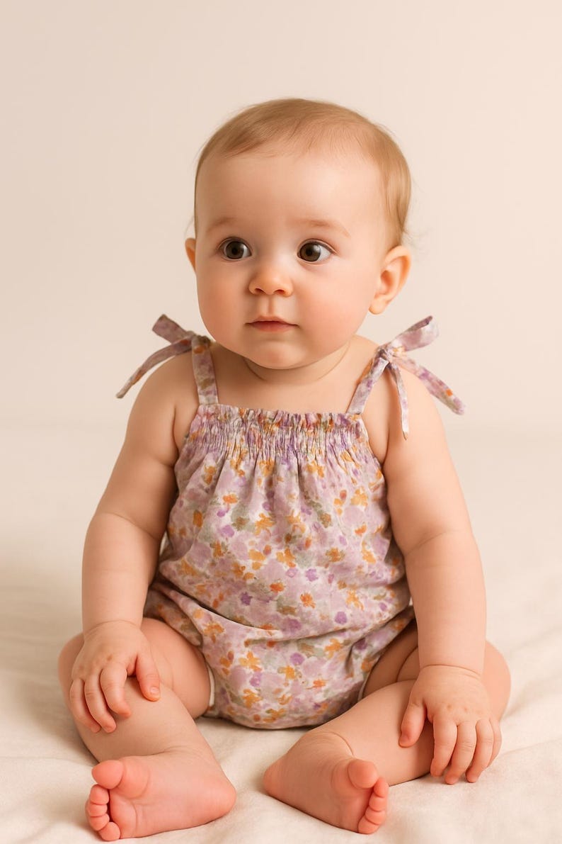 Easy baby clothing patterns, baby basket pattern, baby romper pattern, patterns to learn to sew, baby romper pattern for girls image 3