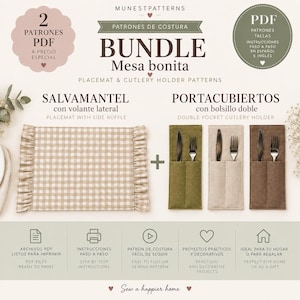 Placemat & Cutlery Holder Sewing Pattern Bundle PDF | Ruffle Placemat Pattern | Double Pocket Cutlery Holder | Table Decor Sewing Pattern