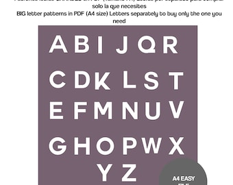 patron letra manualidades (F-J)), patron abecedario grande, patrones letras de tela pdf, patron letra de tela separada, patron barato en pdf