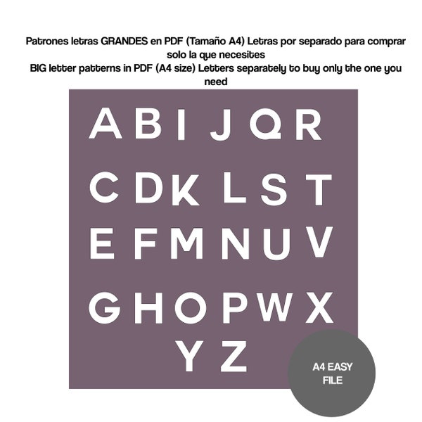 patron letra manualidades (A-E), patron abecedario grande, patrones letras de tela pdf, patron letra de tela separada, patron barato en pdf