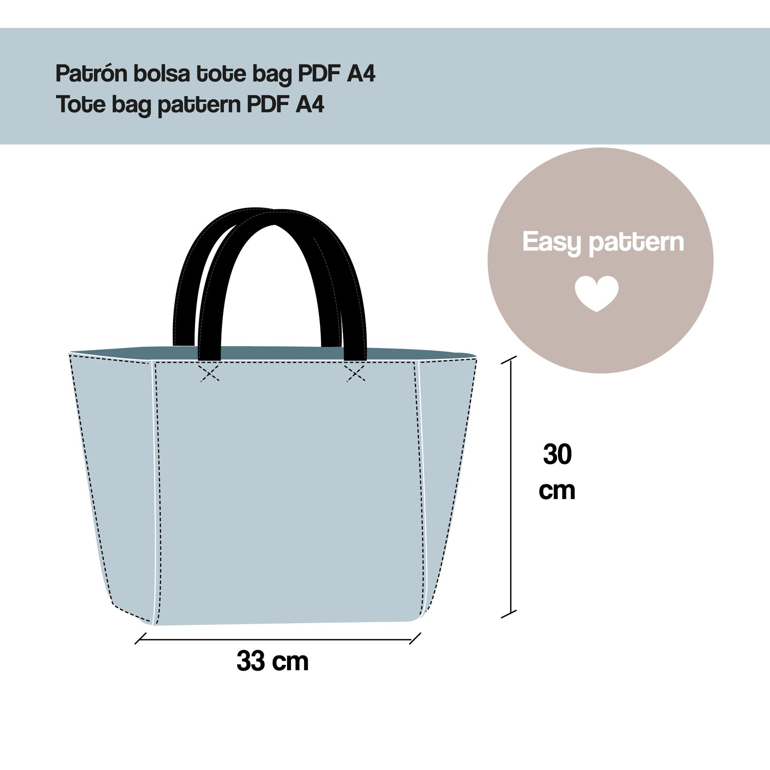 Tote Bag Pattern Pdf, Easy Large Bag Pattern, Bag Pattern With Handles ...