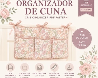 Crib Organizer Sewing Pattern PDF | Nursery Pocket Organizer Pattern | Baby Crib Storage | Easy Sewing Pattern | Instant Download