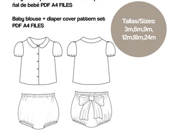 baby pattern pack, baby basket pattern, baby blouse pattern, pattern pack to learn to sew, baby romper pattern, diaper cover