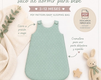 Baby Sleeping Bag Sewing Pattern PDF | Baby Sleep Sack Pattern | Easy Baby Sewing Project | Newborn Sleep Bag | Instant Download