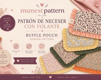 toiletry bag pattern PDF, ruffle toiletry bag patterns, easy-to-make bag pattern, pattern to learn to sew, simple PDF patterns