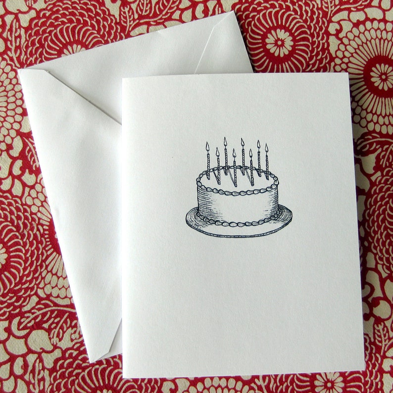 Birthday Cake with Candles Illustration Note Card image 5