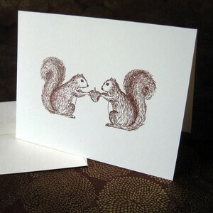 Two Squirrels and an Acorn Illustration Note Card image 4