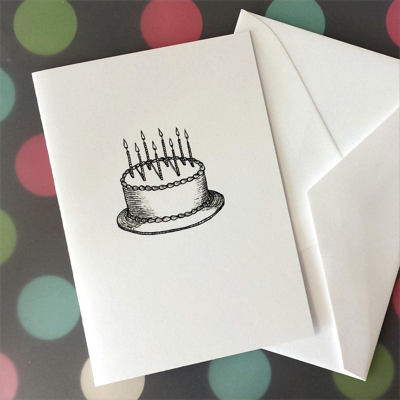 Birthday Cake with Candles Illustration Note Card image 1