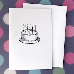 Birthday Cake with Candles Illustration Note Card image 3