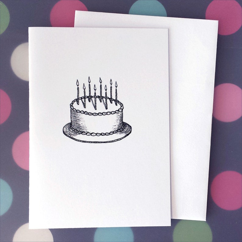 Birthday Cake with Candles Illustration Note Card image 3