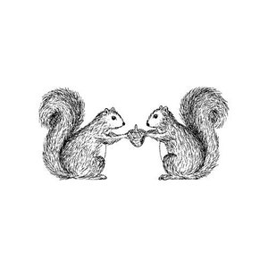 Two Squirrels and an Acorn Illustration Note Card image 3