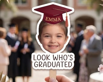Custom Photo Graduation Fan, Personalized Graduation Party Photo, Look Who's Graduated Fan, Class of 2026 Graduation Gift