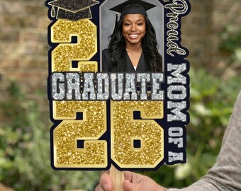 Custom Photo Graduation Fan, Class Of 2026 Wooden Fan, Proud Mom of a Graduate Fan, Proud Family  Senior Gift, Grad Party Gift