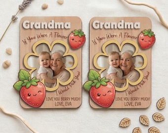 Personalized Photo Magnet for Mom, Love You Berry Much Magnetic Picture Frame, Floral Mother's Day Gift, Birthday Gifts, Gift for Grandma
